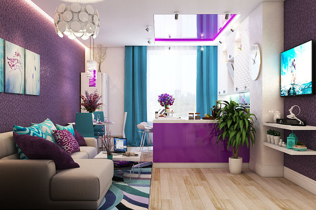 Фото из портфолио Яркие апартаменты для молодой семьи – фотографии дизайна интерьеров на INMYROOM