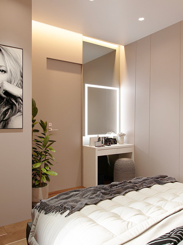 Визуализация интерьера спальни в стиле минимализм