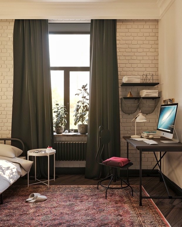 Фотография: Кабинет в стиле Лофт, Эклектика, Квартира, Проект дня, Москва, Сталинка, 3 комнаты, 40-60 метров, 60-90 метров, IN MY BOX, Анна Показаньева – фото на INMYROOM