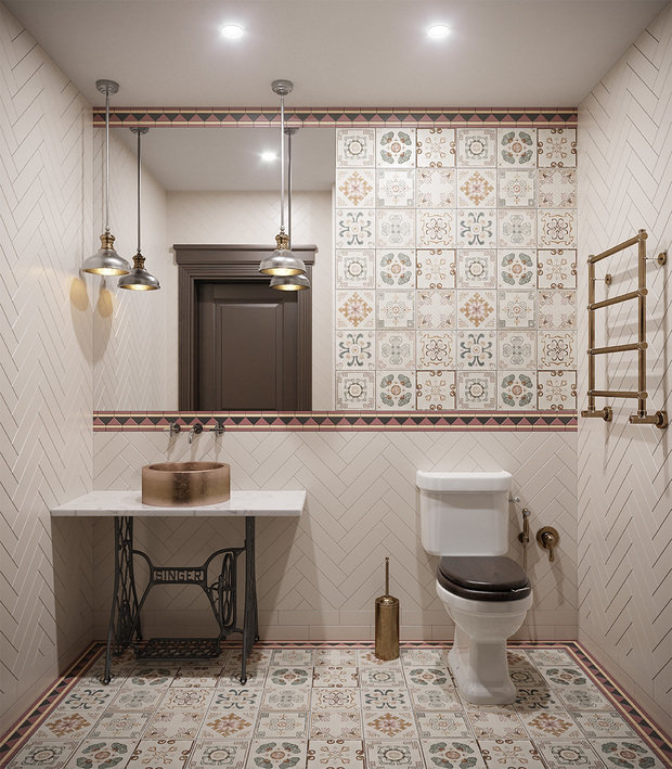 Фотография: Ванная в стиле Прованс и Кантри, Дом, Проект недели, Дом и дача, Ирина Васильева, 4 и больше, Более 90 метров, Егорьевск – фото на INMYROOM