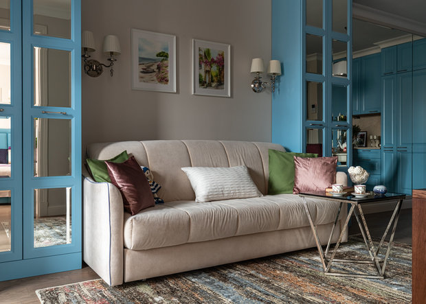 Фотография: Гостиная в стиле Классический, Современный, Квартира, Проект недели, Реутов, Монолитный дом, 2 комнаты, 40-60 метров, Наталья Широкорад – фото на INMYROOM