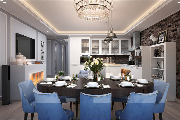 Фото из портфолио Семейная гостиная-столовая – фотографии дизайна интерьеров на INMYROOM