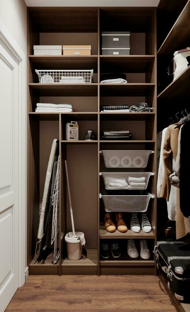 Фотография: Гардеробная в стиле Скандинавский, Современный, Эклектика, Квартира, Проект недели, Санкт-Петербург, Монолитный дом, 3 комнаты, 60-90 метров, VizDiz, Илона Ореховская – фото на INMYROOM