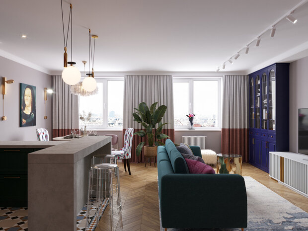 Фотография: Гостиная в стиле Современный, Эклектика, Квартира, Проект недели, Самара, 3 комнаты, Более 90 метров, Айгуль Султанова – фото на INMYROOM