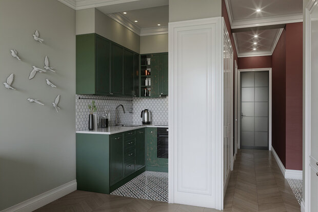 Фотография: Кухня и столовая в стиле Эклектика, Квартира, Проект недели, Монолитный дом, 2 комнаты, 40-60 метров, 60-90 метров, Истра, Andrei Lobin Design Buro, Андрей Лобин – фото на INMYROOM