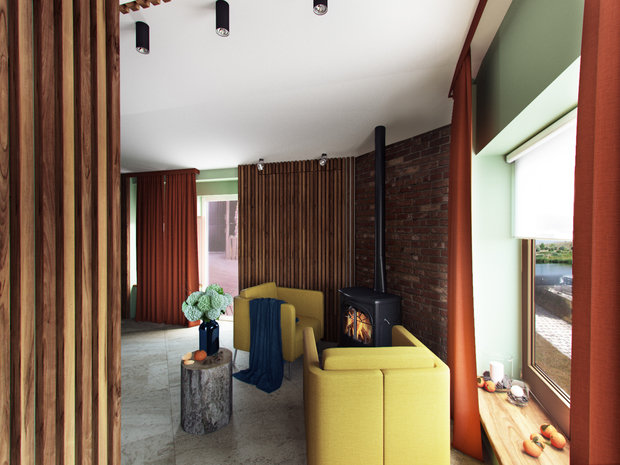 Фотография: Гостиная в стиле Эко, Дом, Проект недели, Дача, Волгоград, 4 и больше, Более 90 метров, Дизайн-студия Leгко – фото на INMYROOM