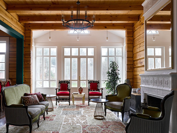 Фотография: Гостиная в стиле Прованс и Кантри, Классический, Дом, Проект недели, Дача, Дом и дача, 4 и больше, Более 90 метров, Наташа Федосеева, Звенигород – фото на INMYROOM