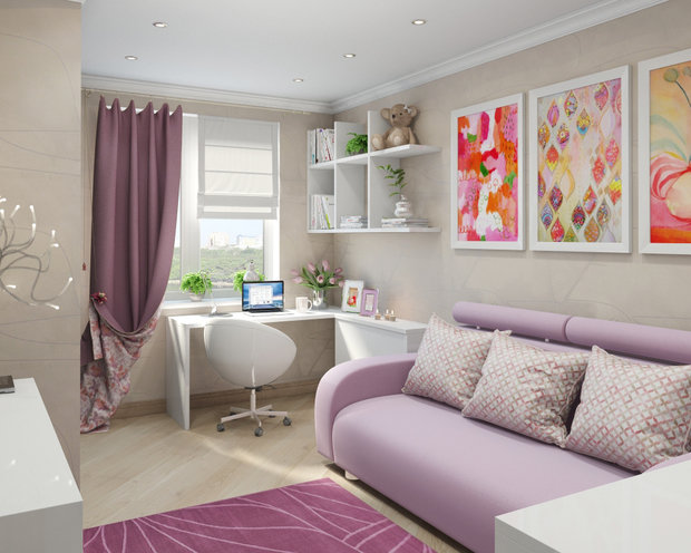 Фото из портфолио Детская для девочки-подростка в лиловых оттенках – фотографии дизайна интерьеров на INMYROOM