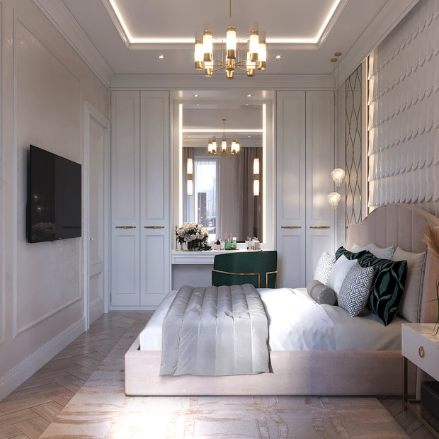 Фото из портфолио Нежная неоклассика – фотографии дизайна интерьеров на INMYROOM