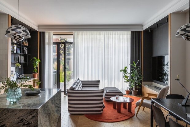 Фотография: Гостиная в стиле Современный, Дом, Проект дня, Дом и дача, Беларусь, 4 и больше, Более 90 метров, эклектика с элементами современного и винтажного стилей, Гродно, Юлия Страпко – фото на INMYROOM