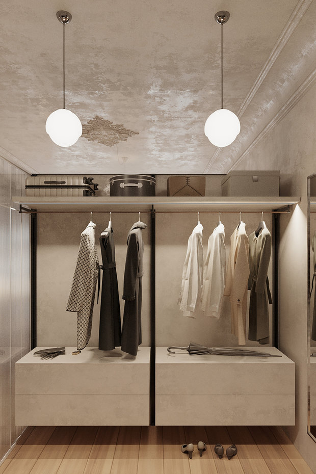 Фотография: Гардеробная в стиле Эклектика, Квартира, Проект недели, Санкт-Петербург, 3 комнаты, Более 90 метров, Дарья Лёхова – фото на INMYROOM