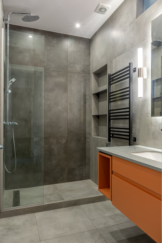 Фотография: Ванная в стиле Минимализм, Современный, Квартира, Проект недели, Москва, Buro Brainstorm, 1 комната, до 40 метров, 40-60 метров – фото на INMYROOM