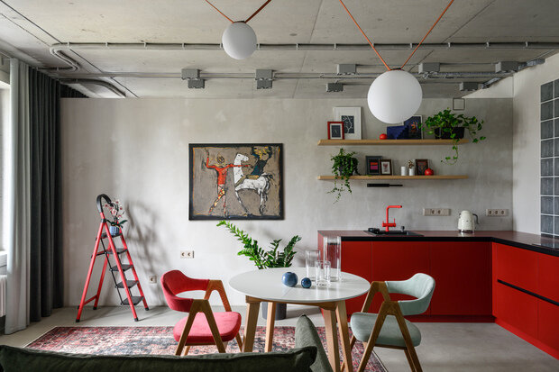 Фотография: Кухня и столовая в стиле Лофт, Современный, Квартира, Проект дня, Новосибирск, 2 комнаты, 40-60 метров, Анастасия Каширская, современный с элементами минимализма и лофта – фото на INMYROOM