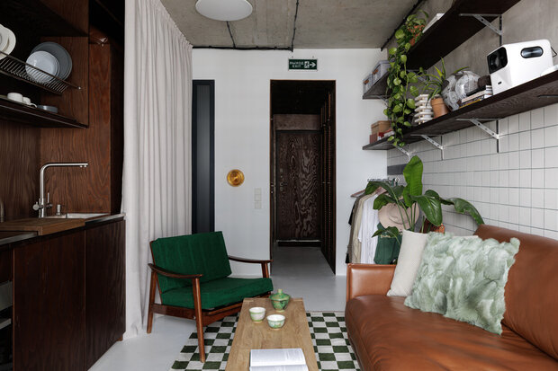 Фотография: Кухня и столовая в стиле Лофт, Современный, Малогабаритная квартира, Квартира, Студия, Проект дня, Сочи, Монолитный дом, до 40 метров, минимализм с элементами современного дизайна – фото на INMYROOM