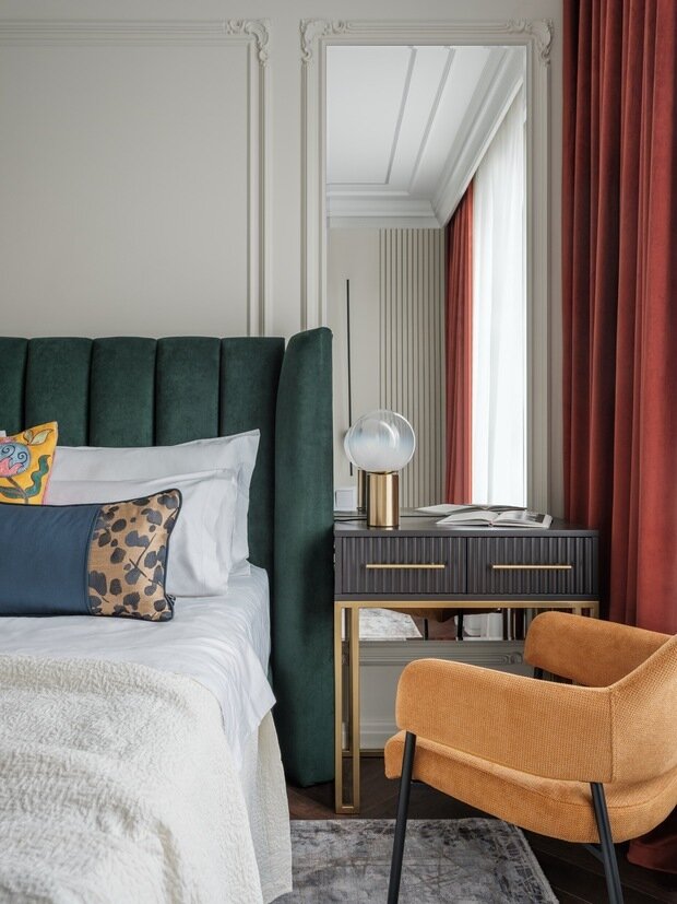 Фотография: Спальня в стиле Классический, Современный, Эклектика, Квартира, Проект недели, Москва, 2 комнаты, 40-60 метров, Виолетта Голубева, Golubeva design&architecture – фото на INMYROOM