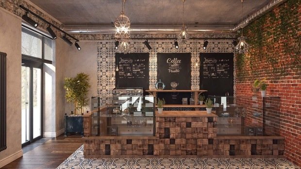 Фото из портфолио Кафе-бар в стиле эко-лофт, 250 м² – фотографии дизайна интерьеров на INMYROOM