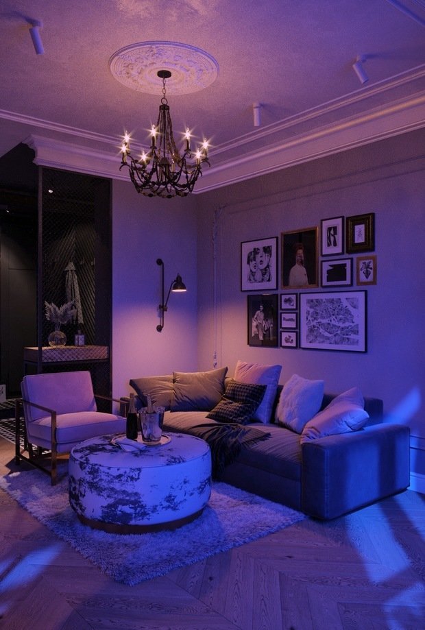 Фотография: Гостиная в стиле Лофт, Эклектика, Квартира, Проект недели, Москва, 3 комнаты, 60-90 метров, Анна Показаньева – фото на INMYROOM