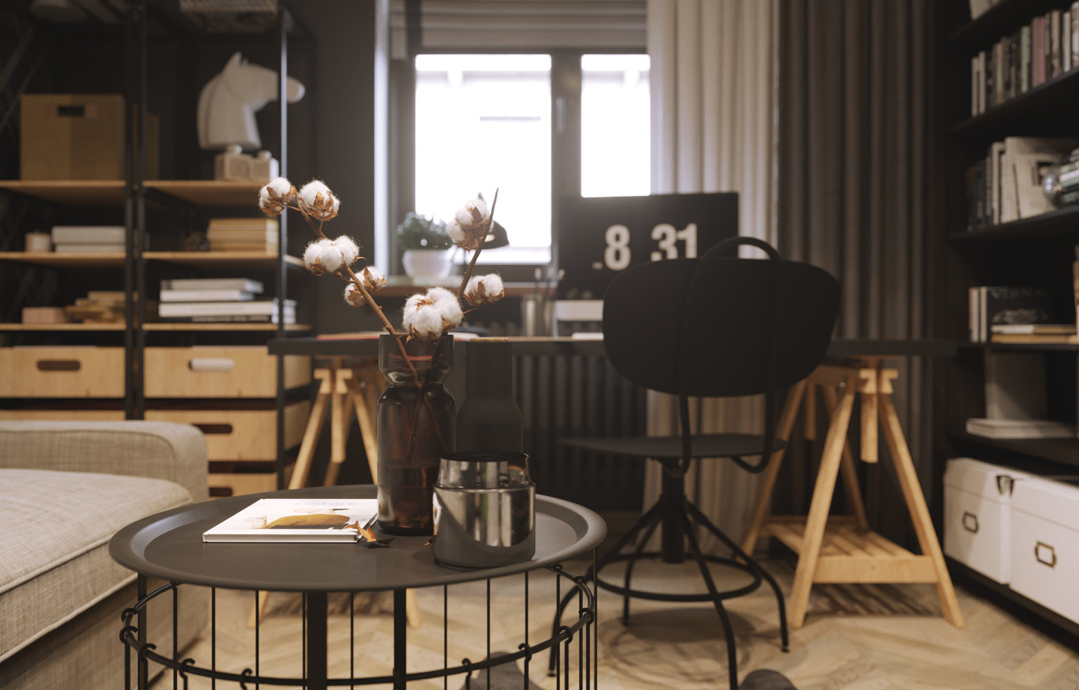 Фотография: Кабинет в стиле Скандинавский, Современный, Квартира, Проект недели, Москва, Юлия Чернова, Сталинка, 3 комнаты, 60-90 метров, Алина Ануфриева – фото на INMYROOM Фотография: Кабинет в стиле Скандинавский, Современный, Квартира, Проект недели, Москва, Юлия Чернова, Сталинка, 3 комнаты, 60-90 метров, Алина Ануфриева – фото на INMYROOM