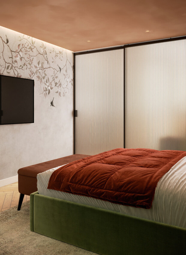 Фотография: Спальня в стиле Современный, Квартира, Проект дня, Московская область, Ирина Собыленская, 4 и больше, 60-90 метров, эклектичный с элементами этники и современного дизайна – фото на INMYROOM