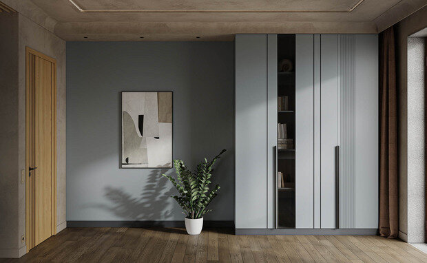 Визуализация гардеробной в стиле минимализм
