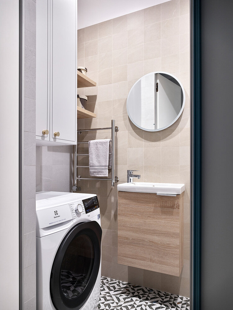 Фотография: Ванная в стиле Современный, Квартира, Проект недели, Москва, Монолитный дом, 3 комнаты, 40-60 метров, Анастасия Холопцева – фото на INMYROOM