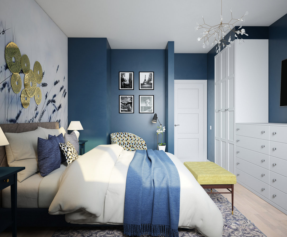 Фотография: Спальня в стиле Современный, Эклектика, Квартира, Проект недели, Москва, 3 комнаты, 60-90 метров, Ксения Мезенцева – фото на INMYROOM Фотография: Спальня в стиле Современный, Эклектика, Квартира, Проект недели, Москва, 3 комнаты, 60-90 метров, Ксения Мезенцева – фото на INMYROOM