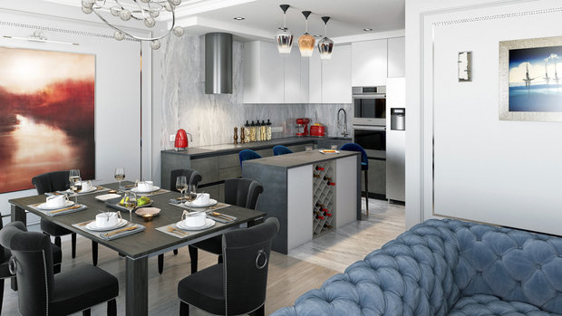 Фото из портфолио Интерьер квартиры в ЖК Wellton Park (95,7 кв.м.) "Палитра" – фотографии дизайна интерьеров на INMYROOM