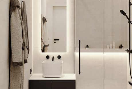 shower room with designer renovation
