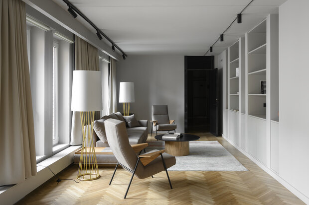 Фотография: Гостиная в стиле Современный, Квартира, Проект дня, Москва, 4 и больше, Более 90 метров, современный с элементами модерна, Игорь Голубев – фото на INMYROOM