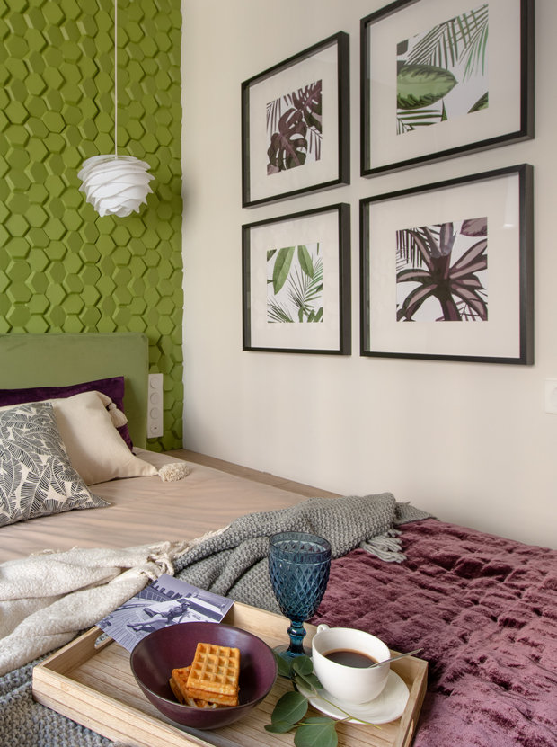 Фотография: Спальня в стиле Современный, Квартира, Проект недели, Москва, 1 комната, до 40 метров, 40-60 метров, Анастасия Бондарева – фото на INMYROOM