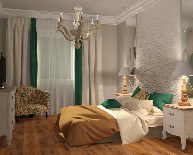 Фотография: Спальня в стиле Прованс и Кантри, Классический, Квартира, Проект недели, Москва, Мария Наседкина, Илья Насонов, Nasonov DesignWerke, Сталинка – фото на INMYROOM