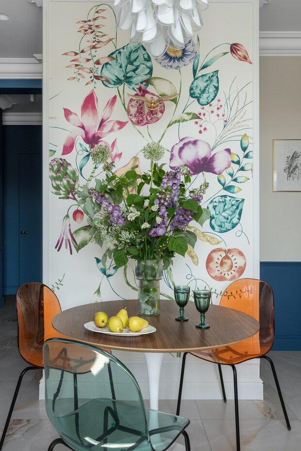 Фотография: Кухня и столовая в стиле Классический, Современный, Эклектика, Квартира, Проект недели, Санкт-Петербург, 3 комнаты, Более 90 метров, Монолитно-кирпичный, Ольга Воронкова – фото на INMYROOM