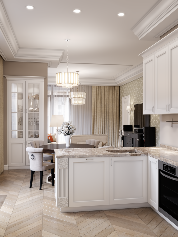 Фотография: Кухня и столовая в стиле Классический, Квартира, Проект недели, Санкт-Петербург, 3 комнаты, Более 90 метров, Монолитно-кирпичный, Студия элитного жилья Александра Акименкова – фото на INMYROOM Фотография: Кухня и столовая в стиле Классический, Квартира, Проект недели, Санкт-Петербург, 3 комнаты, Более 90 метров, Монолитно-кирпичный, Студия элитного жилья Александра Акименкова – фото на INMYROOM