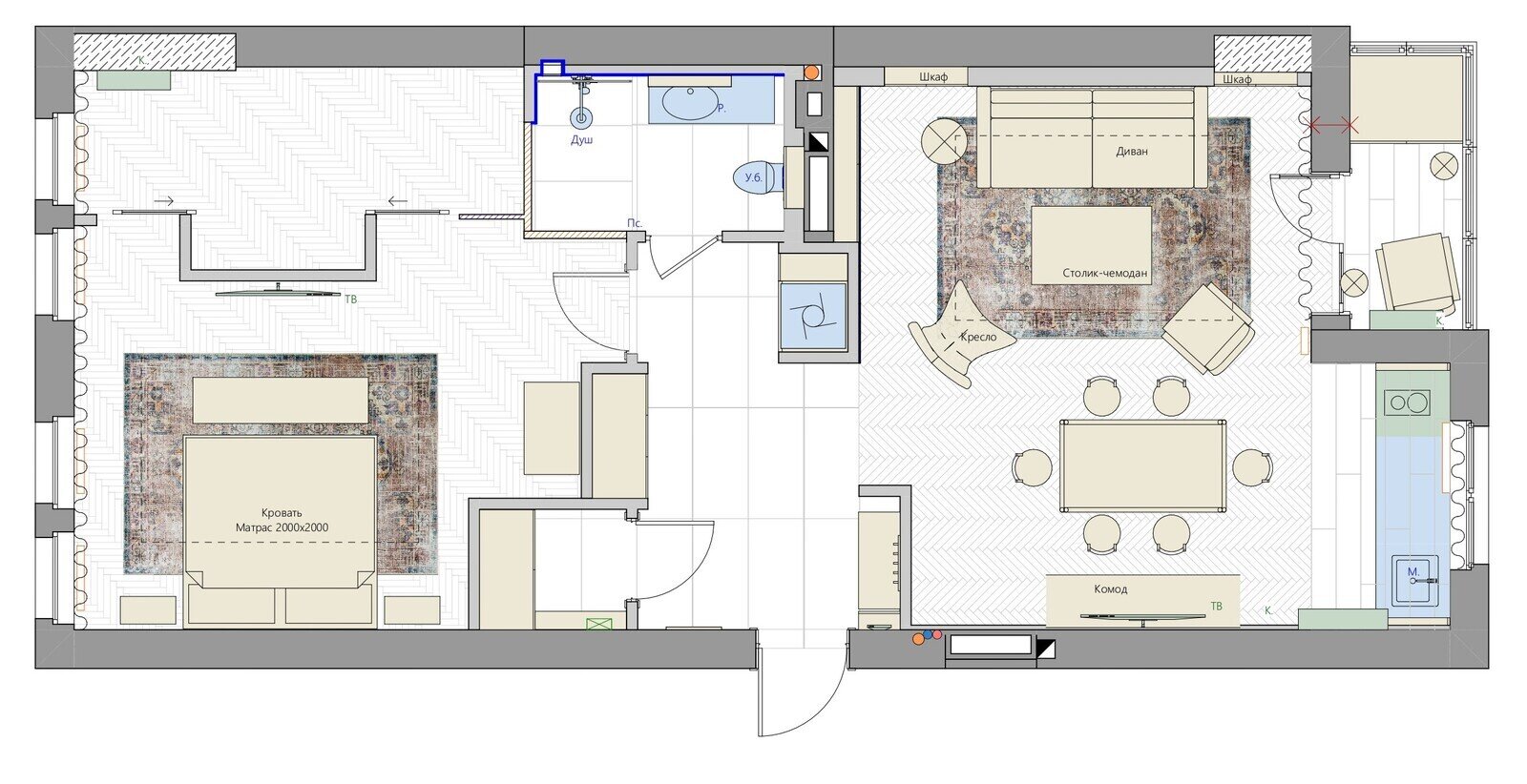 Фотография: Планировки в стиле , Квартира, Проект дня, Калининград, Кирпичный дом, 2 комнаты, 60-90 метров, минимализм, современный, дизайн интерьера фото – фото на INMYROOM Фотография: Планировки в стиле , Квартира, Проект дня, Калининград, Кирпичный дом, 2 комнаты, 60-90 метров, минимализм, современный, дизайн интерьера фото – фото на INMYROOM