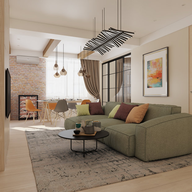 Фото из портфолио Проект 3-х комнатной квартиры в духе лофт – фотографии дизайна интерьеров на INMYROOM