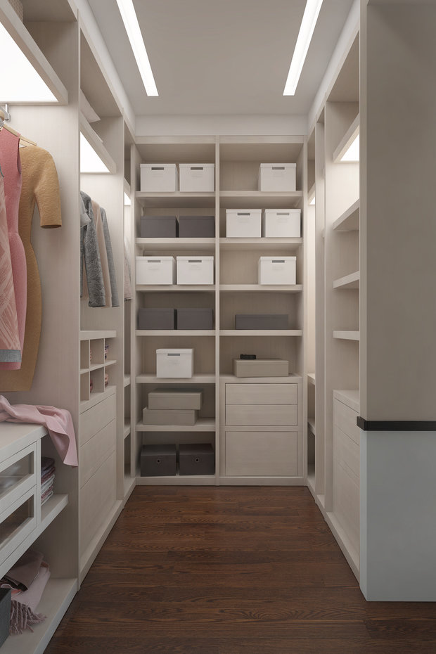 Фотография: Гардеробная в стиле Минимализм, Современный, Квартира, Проект недели, Москва, 1 комната, 40-60 метров, Монолитно-кирпичный, Манана Хучуа, ЖК «на Симоновском» – фото на INMYROOM