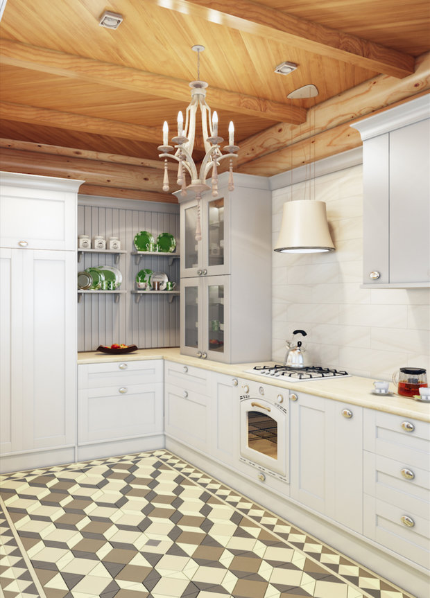 Фотография: Кухня и столовая в стиле Прованс и Кантри, Современный, Дом, Проект недели, Московская область, Юлия Веселова, дом из сруба – фото на INMYROOM