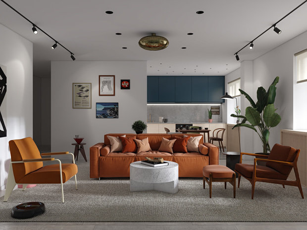 Фотография: Гостиная в стиле Современный, Эклектика, Квартира, Ariston, Проект недели, 3 комнаты, Более 90 метров, Юлия Атаманенко, водонагреватель, накопительный водонагреватель, Спецпроект, Ульяновск, Вадим Атаманенко, компактный водонагреватель – фото на INMYROOM