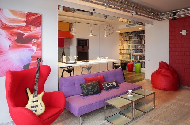 Фотография: Гостиная в стиле Лофт, Современный, Эклектика, Квартира, Проект недели – фото на INMYROOM