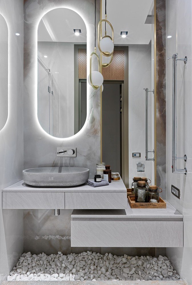 Фотография: Ванная в стиле Современный, Квартира, Проект недели, Москва, Мария Рублева, 4 и больше, Более 90 метров, #эксклюзивныепроекты – фото на INMYROOM