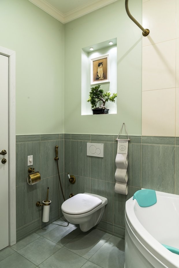 Фотография: Ванная в стиле Прованс и Кантри, Квартира, Проект недели, Москва, Евгения Матвеенко, FlatsDesign, Виктор Чернышов, новостройка, Монолитный дом, 1 комната, 40-60 метров – фото на INMYROOM