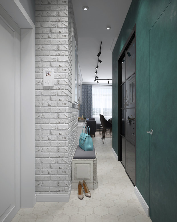 Фотография: Прихожая в стиле Скандинавский, Современный, Квартира, Проект недели, Москва, Монолитный дом, 3 комнаты, 60-90 метров, ЖК «Невский», Инна Азорская – фото на INMYROOM