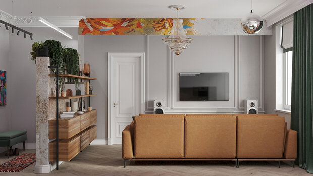 Фотография: Гостиная в стиле Эклектика, Квартира, Проект недели, Москва, 2 комнаты, 40-60 метров, Анастасия Григорьева – фото на INMYROOM