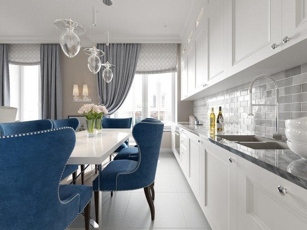 Фотография: Кухня и столовая в стиле Классический, Современный, Эклектика, Квартира, Проект недели, Санкт-Петербург, Студия дизайна интерьера «Павел Полынов», 2 комнаты, 60-90 метров, Монолитно-кирпичный, ЖК «Империал» – фото на INMYROOM