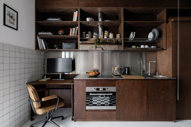 Фотография: Кухня и столовая в стиле Лофт, Современный, Малогабаритная квартира, Квартира, Студия, Проект дня, Сочи, Монолитный дом, до 40 метров, минимализм с элементами современного дизайна – фото на INMYROOM