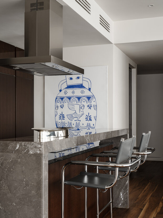 Фотография: Кухня и столовая в стиле Современный, Минимализм, Квартира, Проект дня, Москва, 3 комнаты, Более 90 метров, минимализм с элементами современного дизайна, Юлия Данилова-Нитусова – фото на INMYROOM