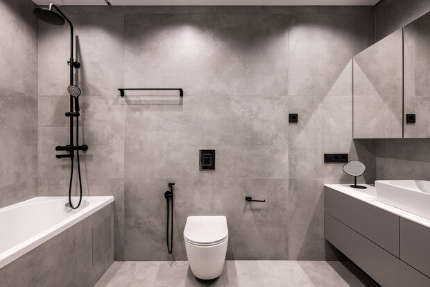 Фотография: Ванная в стиле Современный, Минимализм, Проект дня, Дача, Дом и дача, Московская область, 4 и больше, Более 90 метров, Анна Жижайкина – фото на INMYROOM