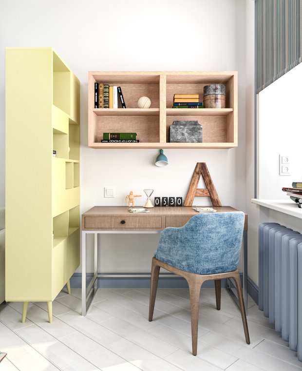 Фотография: Кабинет в стиле Скандинавский, Квартира, Студия, Проект недели, Москва, Ирина Кривцова, Сталинка, Кирпичный дом, до 40 метров – фото на INMYROOM