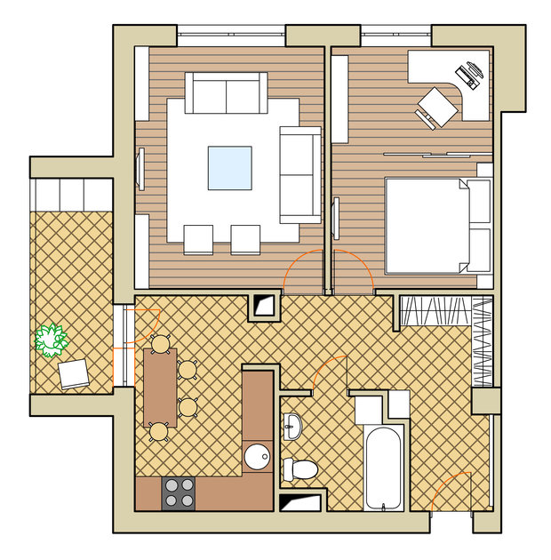 Фотография: Планировки в стиле , Квартира, Дома и квартиры, Перепланировка, II-67 – фото на INMYROOM