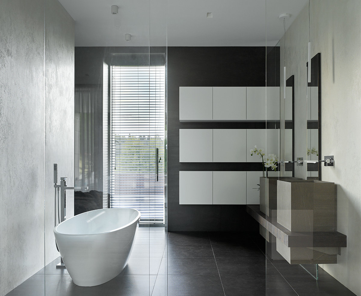 Фотография: Ванная в стиле Минимализм, Современный, Дом, Подмосковье, Московская область, Монолитный дом, Александра Федорова, 4 и больше, Более 90 метров, Эксклюзивные проекты, Марфино – фото на INMYROOM